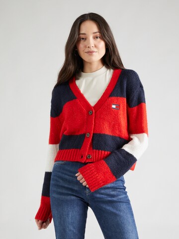 Tommy Jeans Knit Cardigan in Red: front