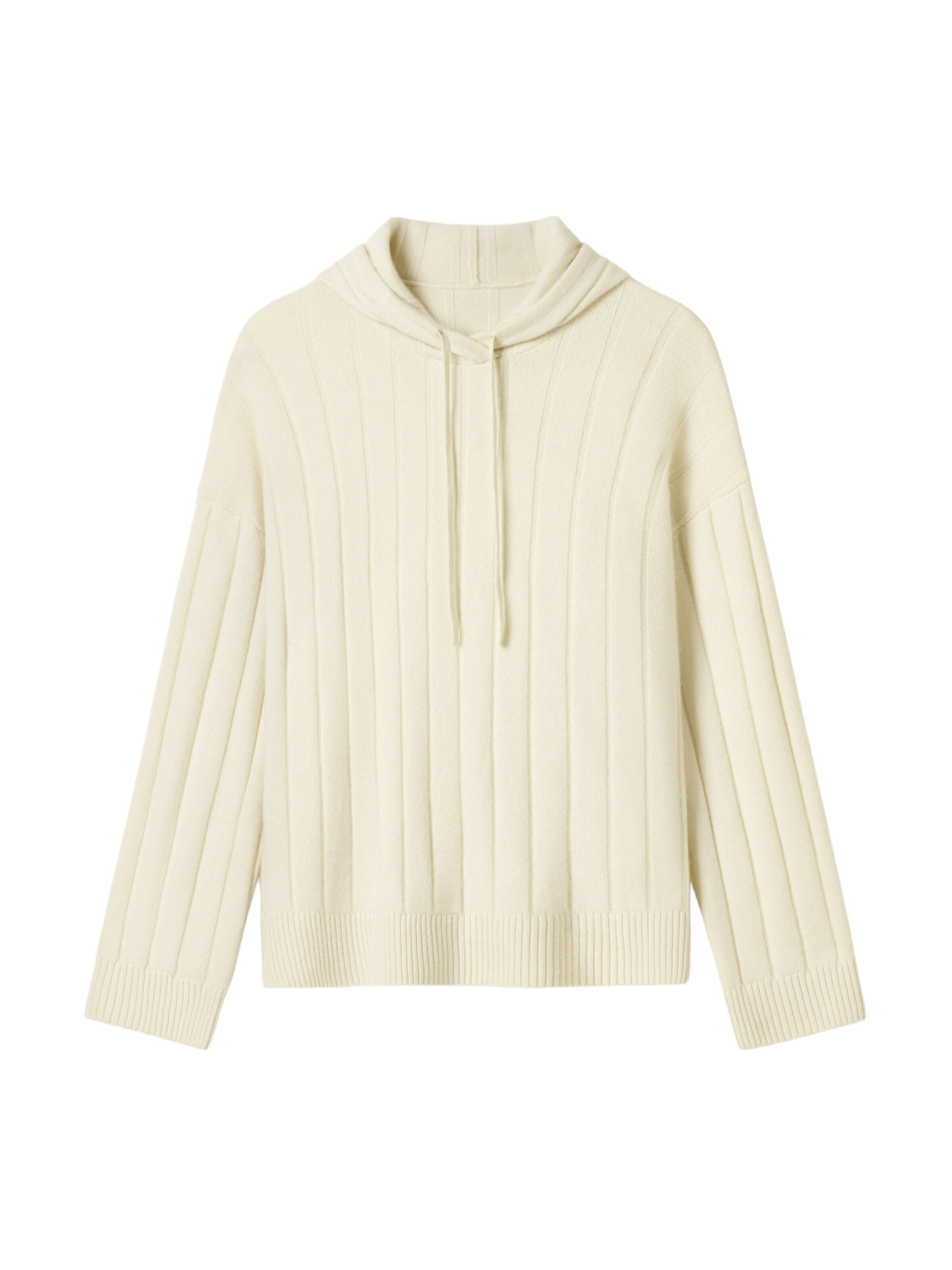 Lilysilk Pullover 'Rippstrick-Pullover mit Kapuze'‌‌ in XS in weiß, Produktansicht