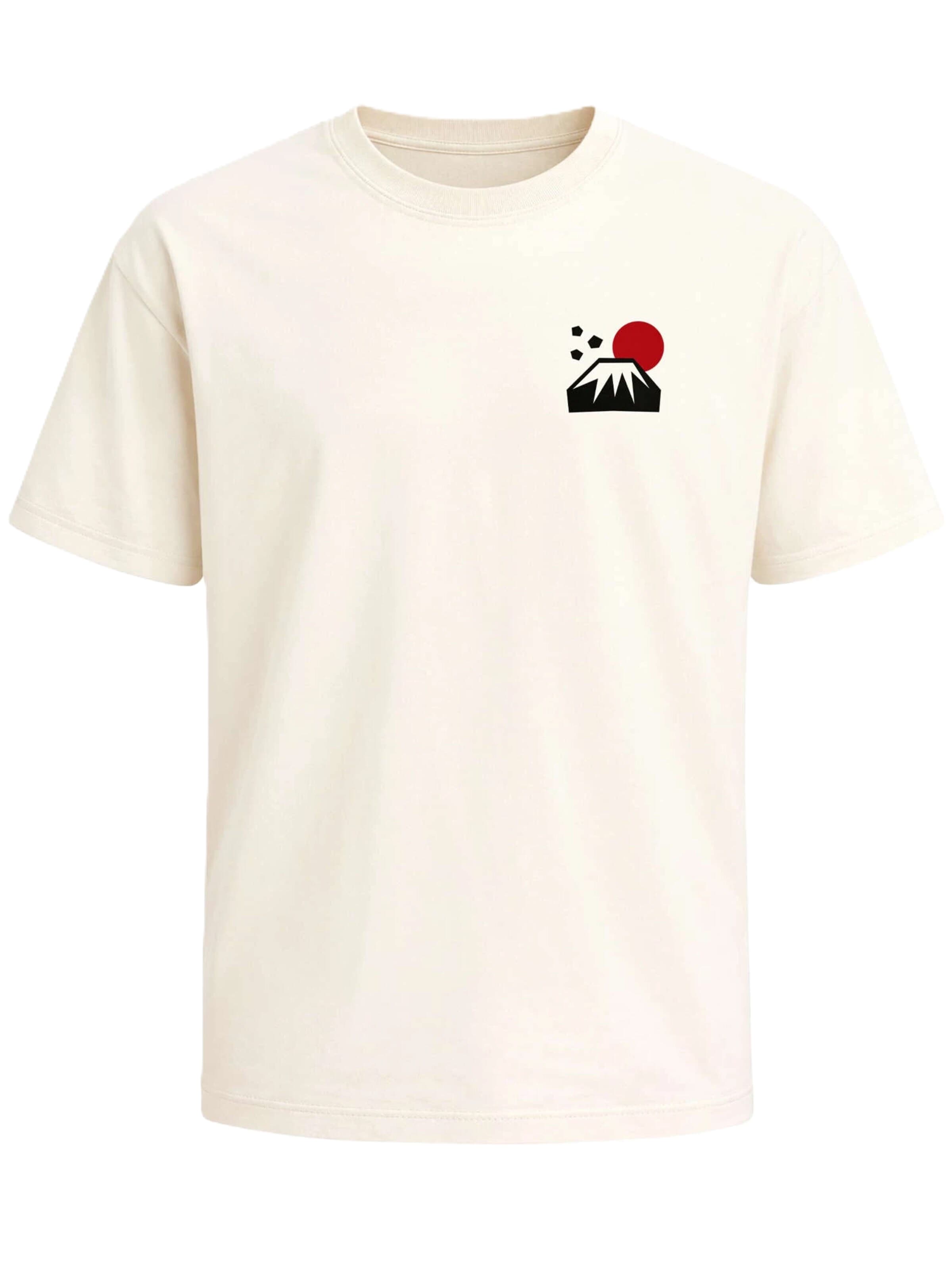 Neverless Shirt 'Mount Fuji' in Beige: front