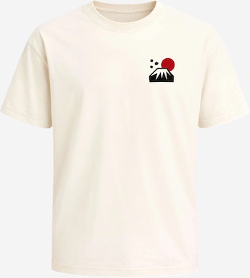 Neverless Shirt 'Mount Fuji' in Beige: front