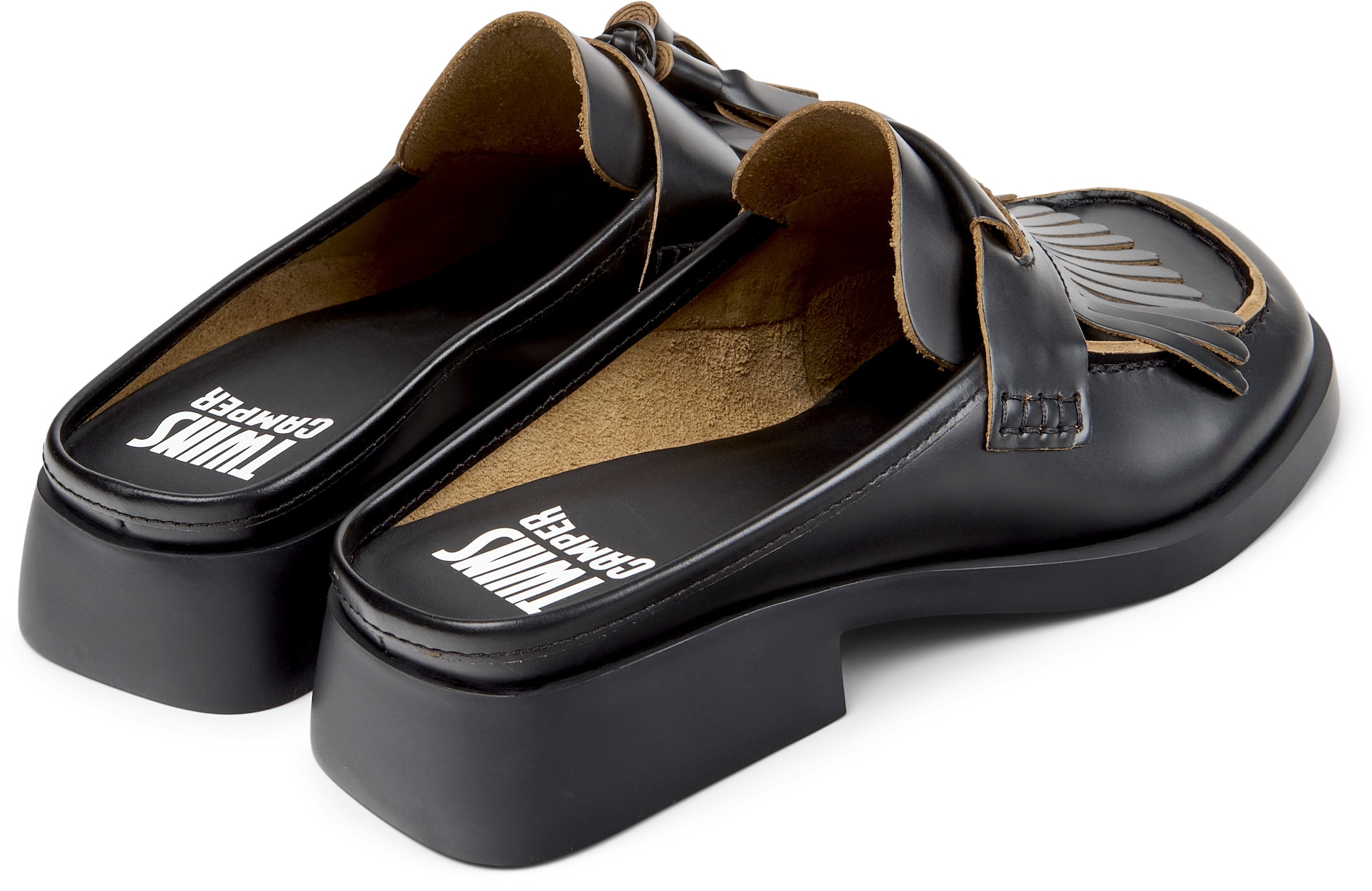 CAMPER Muiltjes 'Twins ' in Zwart