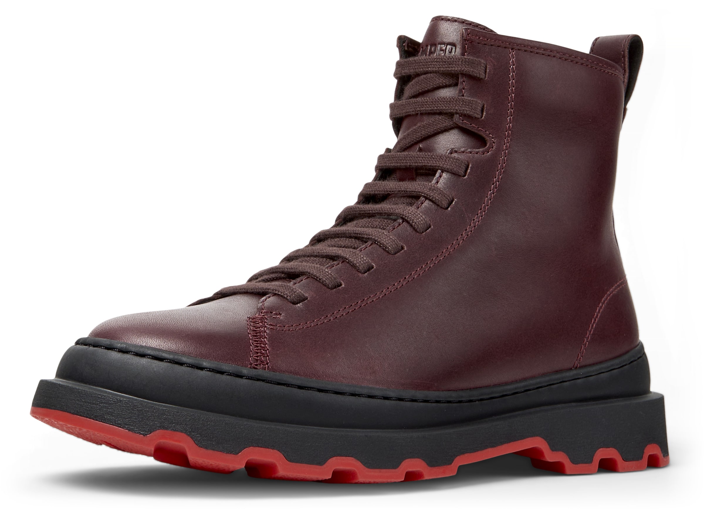 CAMPER Lace-up bootie 'Brutus' in Red: front