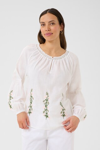 Cream Blouse 'Sara' in Wit: voorkant