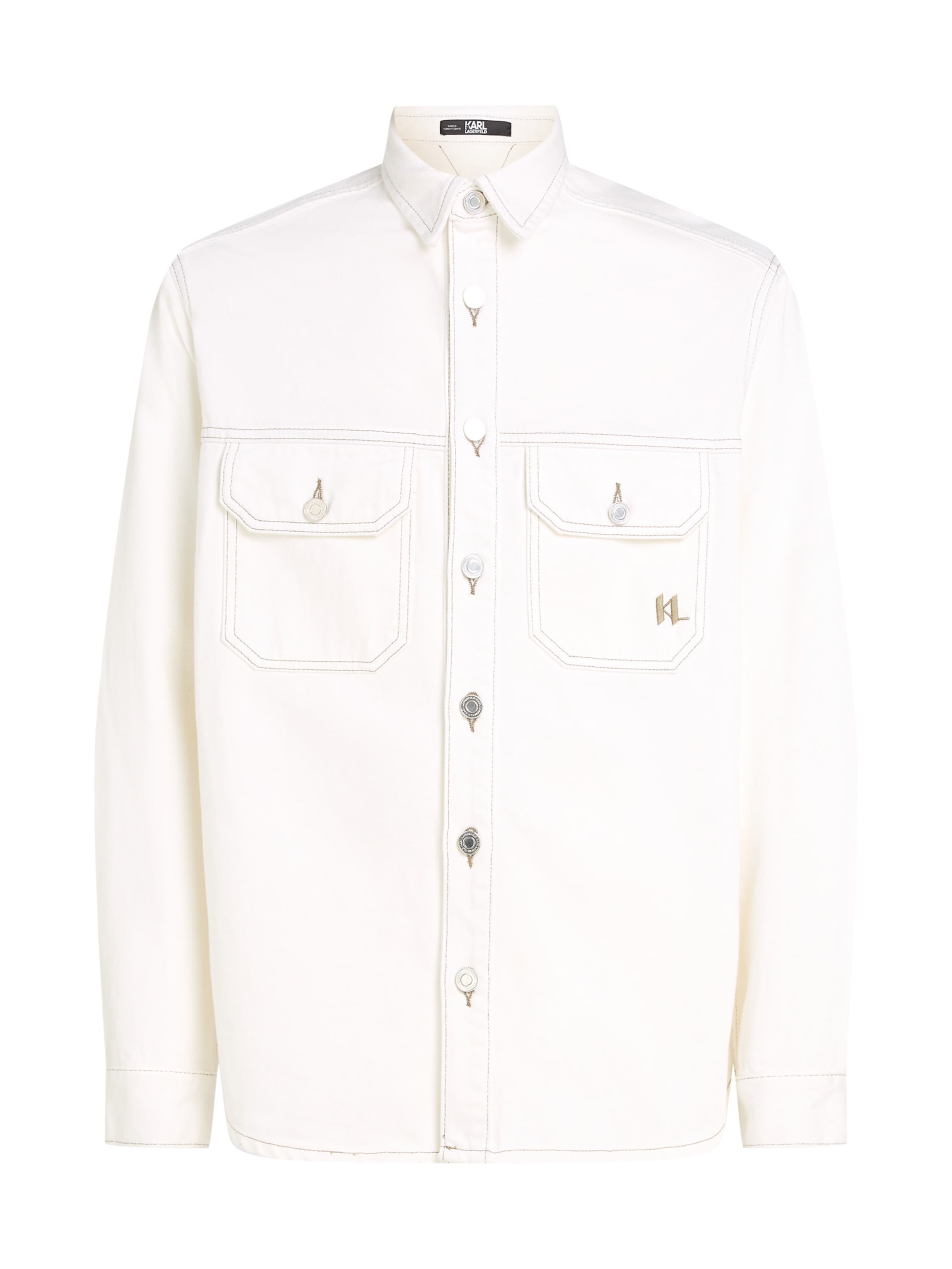 Karl Lagerfeld Regular fit Πουκάμισο σε μπεζ: μπροστά