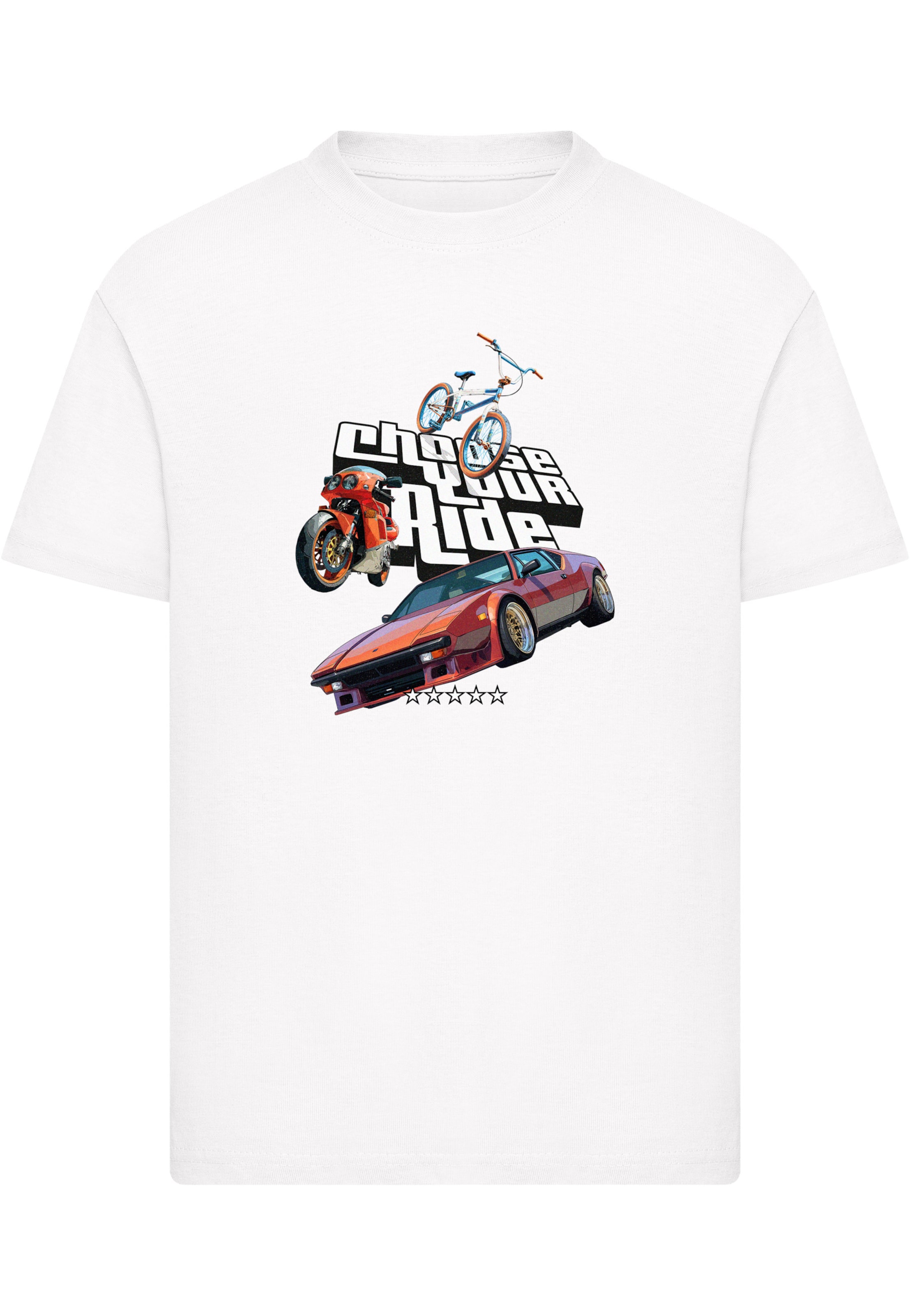 Mister Tee Póló 'Choose Your Ride 5 Stars' - fehér: elől