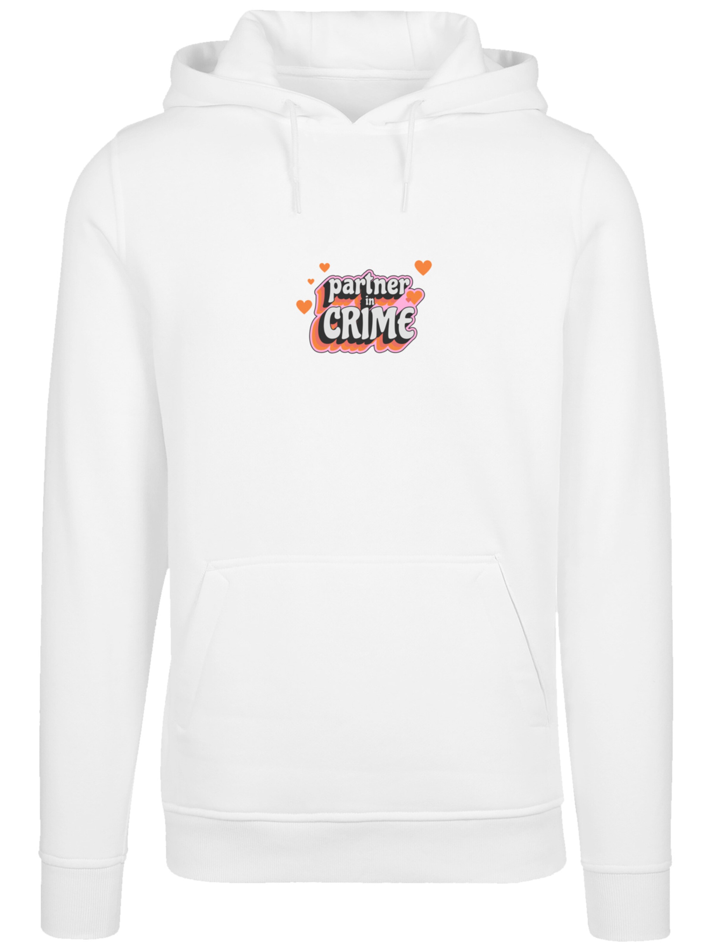 F4NT4STIC Sweatshirt 'Partner In Crime Valentinstag Partner Design' in Wit: voorkant