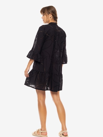 Pink Label - Vestido de verão 'BEACHWEAR MOON EMBRODERY' em preto