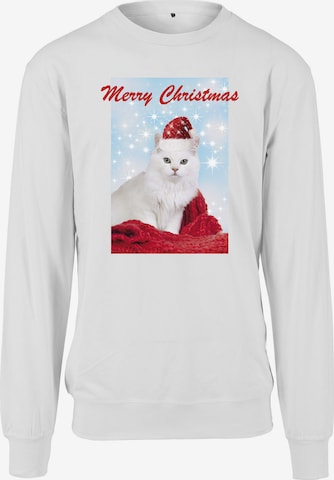 Merchcode Sweatshirt 'Merry Christmas Cat' in Weiß: predná strana