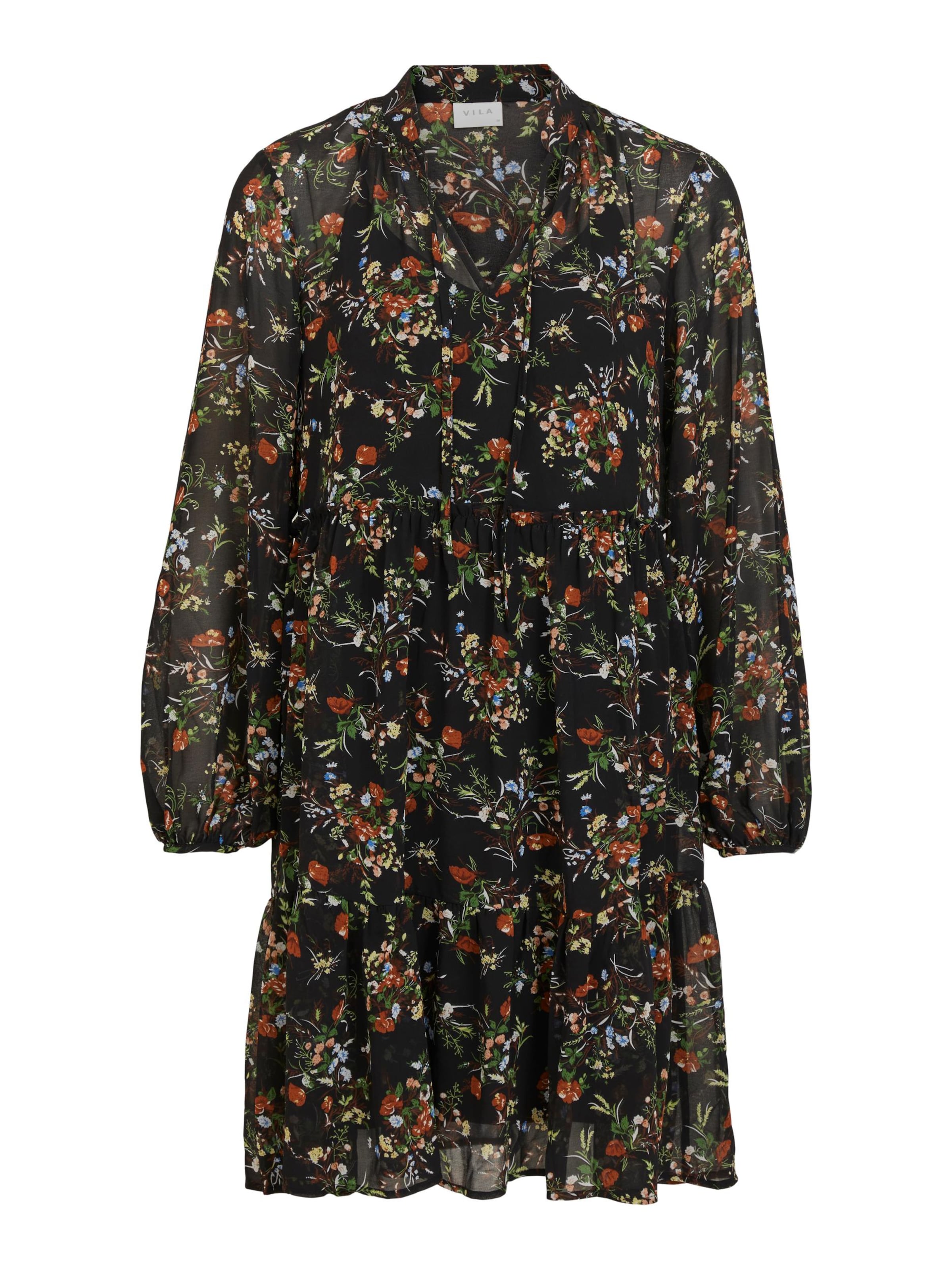 VILA - Vestido camisero en negro: frente