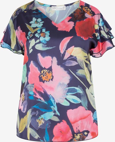 SPGWOMAN Bluse in blau / dunkelblau / pink, Produktansicht