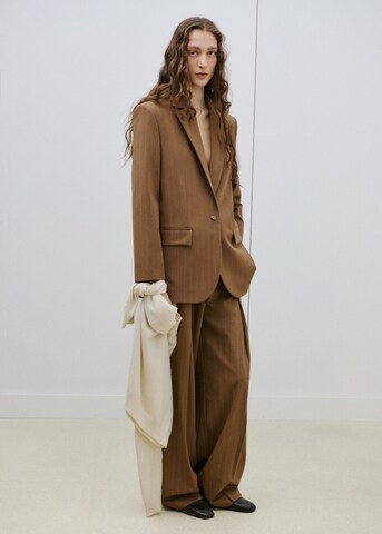 MANGO Wide leg Pleat-Front Pants 'Systeck' in Brown