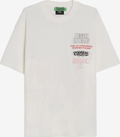Bershka T-Shirt in feuerrot / schwarz / weiß, Produktansicht