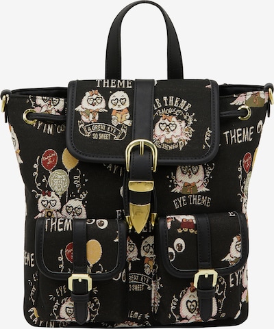 MYMO Reppu 'Pop Eyetheme' värissä tummankeltainen / khaki / oliivi / musta, Tuotenäkymä