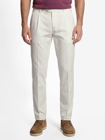 bugatti Pleat-Front Pants in White: front