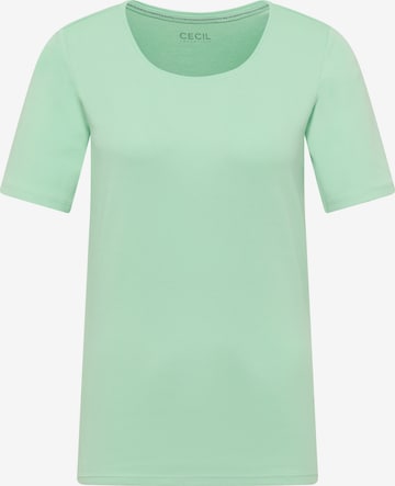 CECIL Basic T-Shirt mit Rundhals in Unifarbe in Grün: Vorderseite