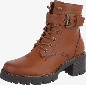 Ital-Design Schnürstiefelette in Braun: Vorderseite