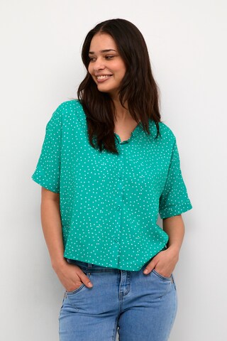 Cream Blouse 'Tiah' in Groen: voorkant