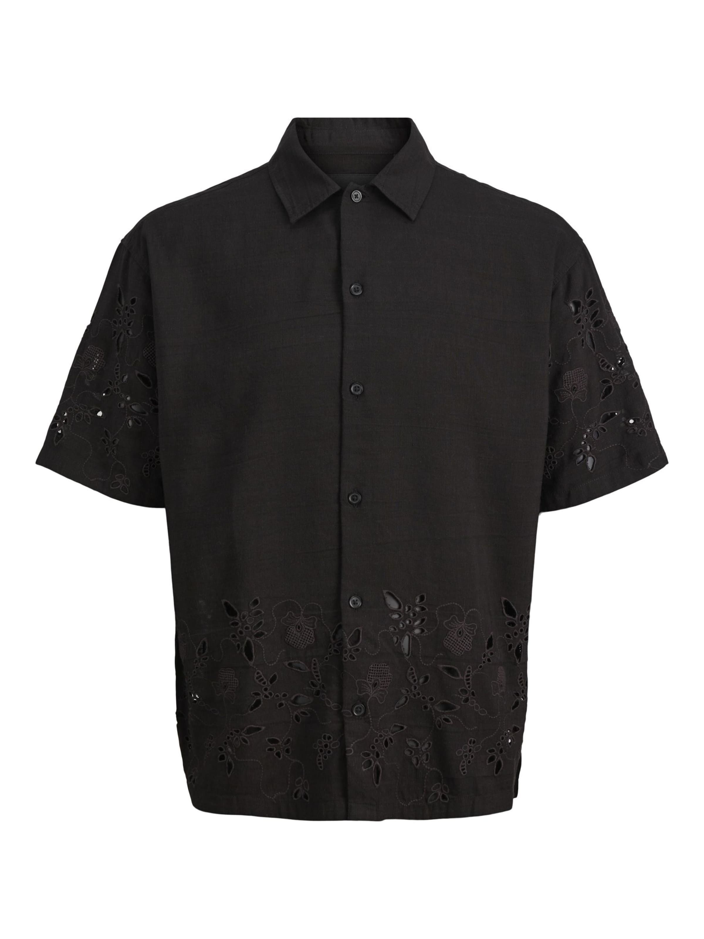 Jack & Jones Premium Button Up Shirt in Black: front