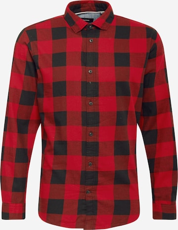 sarkans JACK & JONES Slim fit Krekls 'Gingham': no priekšpuses