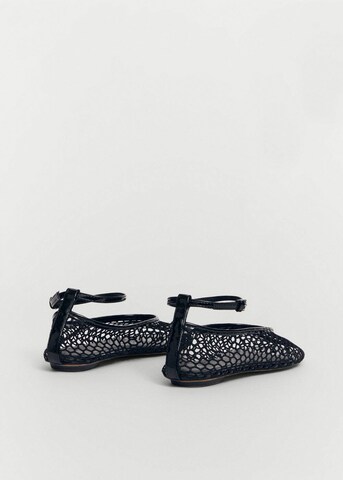 MANGO Ballet Flats with Strap 'Fiore' in Black