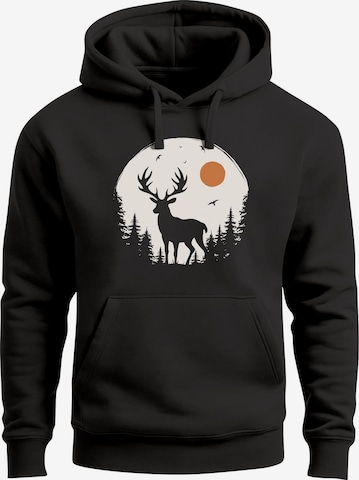 Neverless Sweatshirt 'Wald Hirsch' in Schwarz: Vorderseite