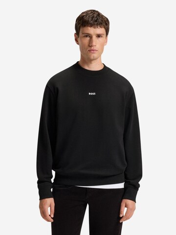 BOSS Sweatshirt 'WeSmallcrew' in Zwart: voorkant