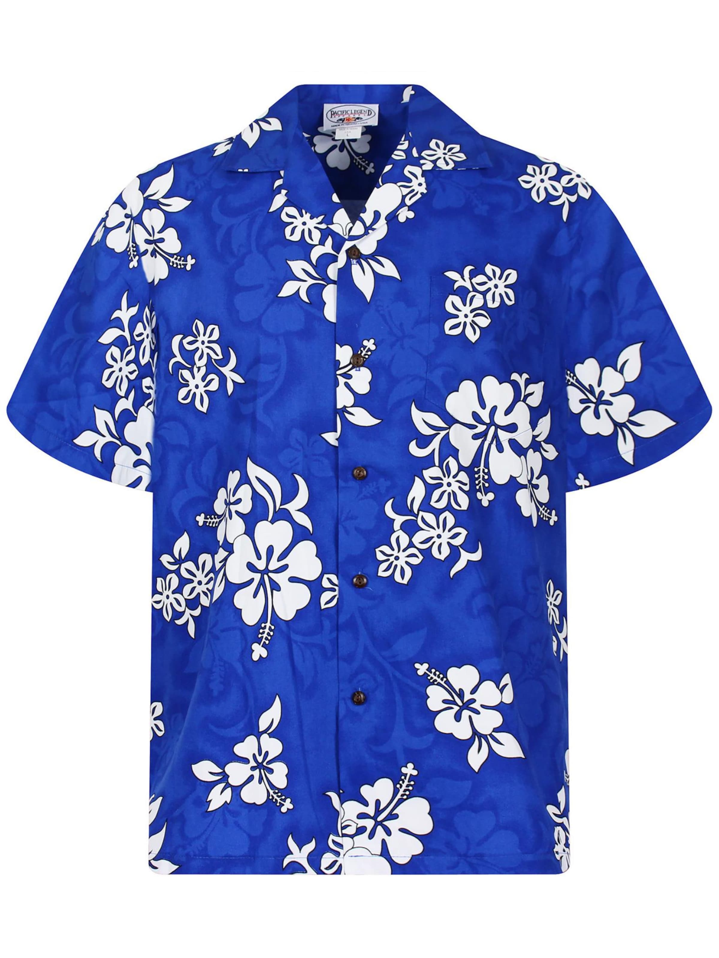 Pacific Legend Regular Fit Hemd 'Hibiscus Royale'‌‌‌‌‌‌‌‌‌ in Blau: Vorderseite