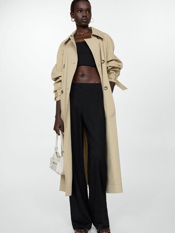 MANGO Wide leg Broek 'PEACH' in Zwart