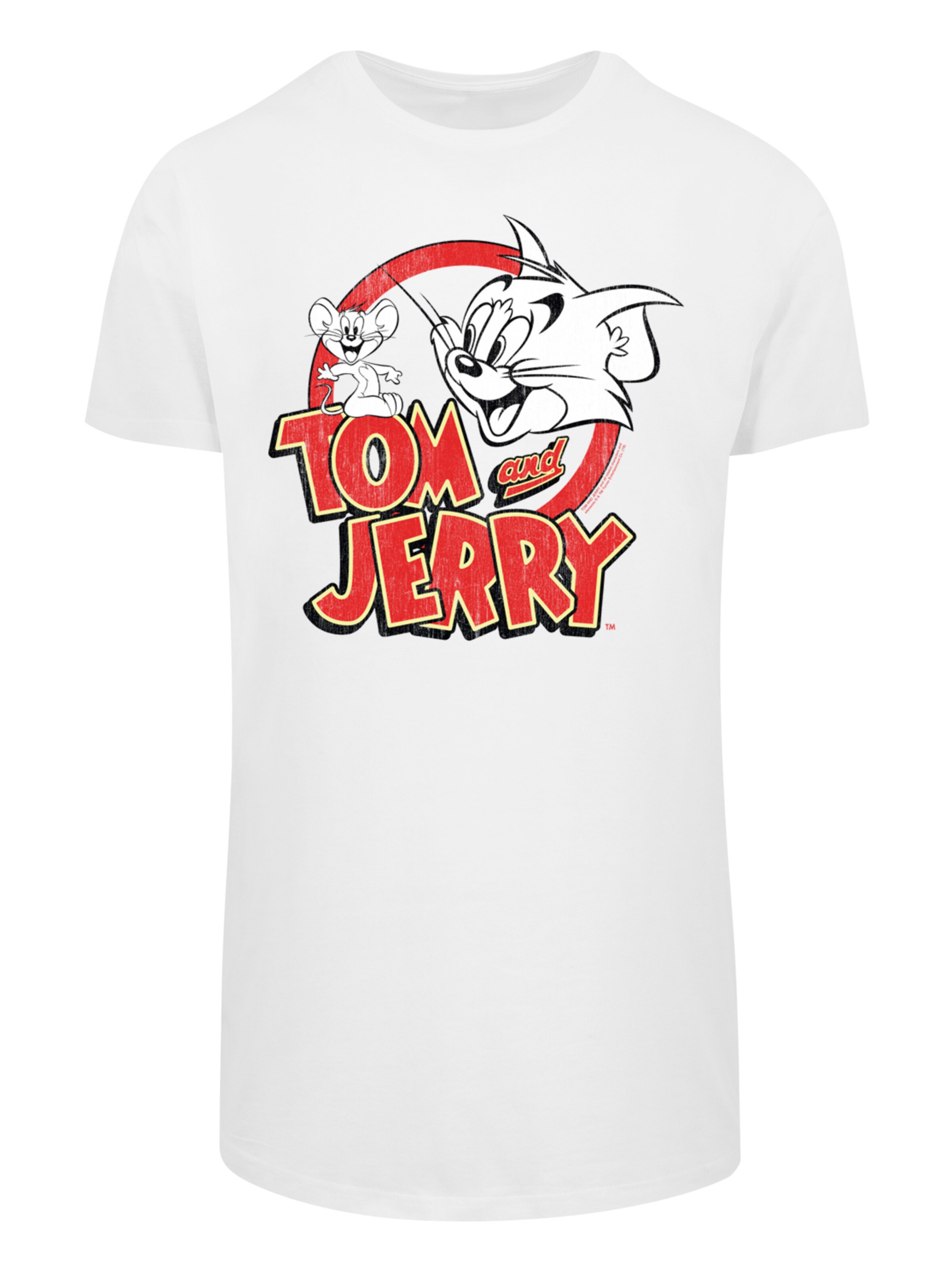Maglietta 'Tom and Jerry TV Serie Distressed' di F4NT4STIC in bianco: frontale