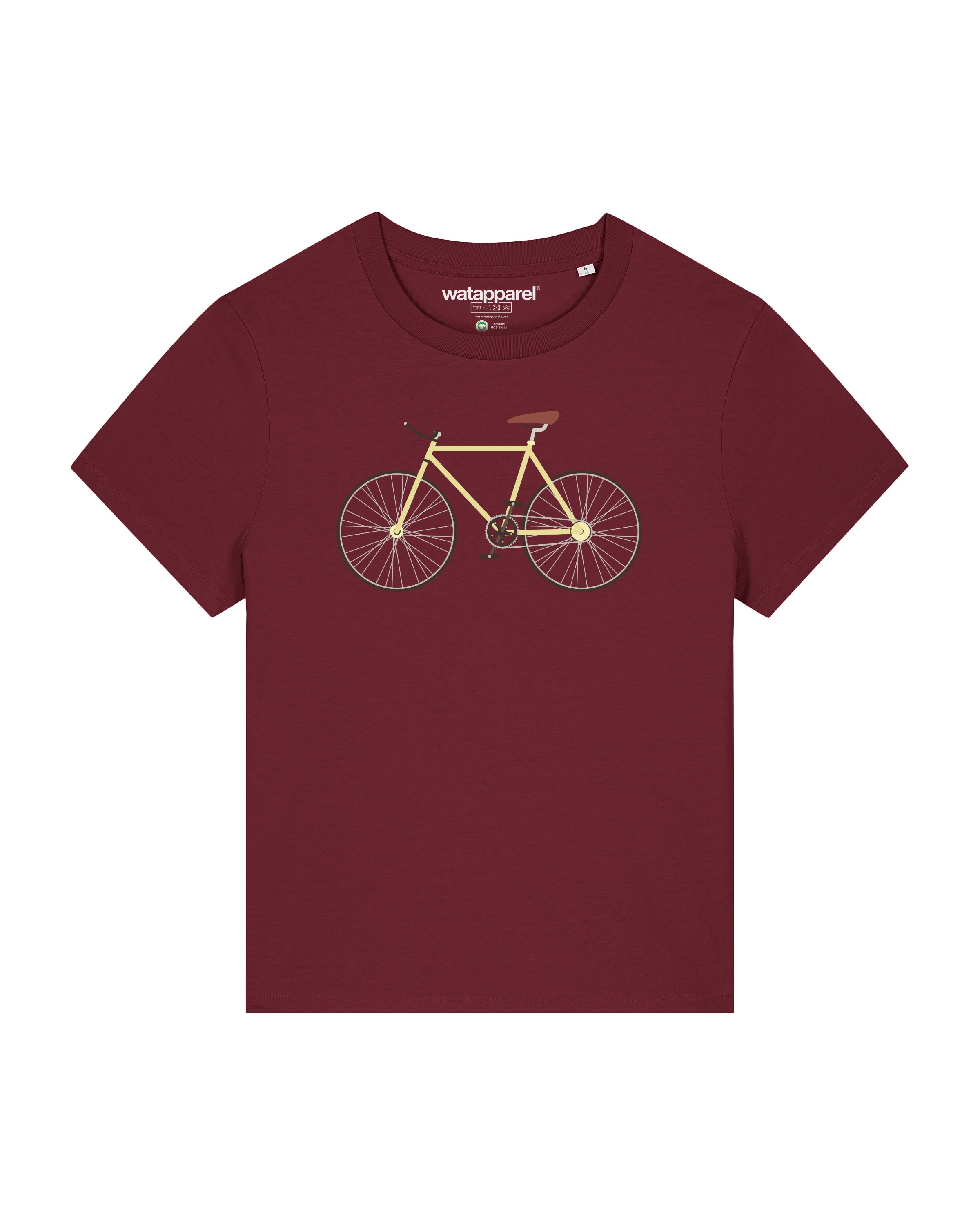 Maglietta ' Yellow Bike ' di Watapparel in rosso: frontale
