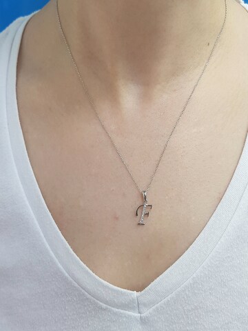 EinStein Diamant Pendant 'Buchstaben Halskette mit Diamanten - F in 14 Karat Weißgold' in White