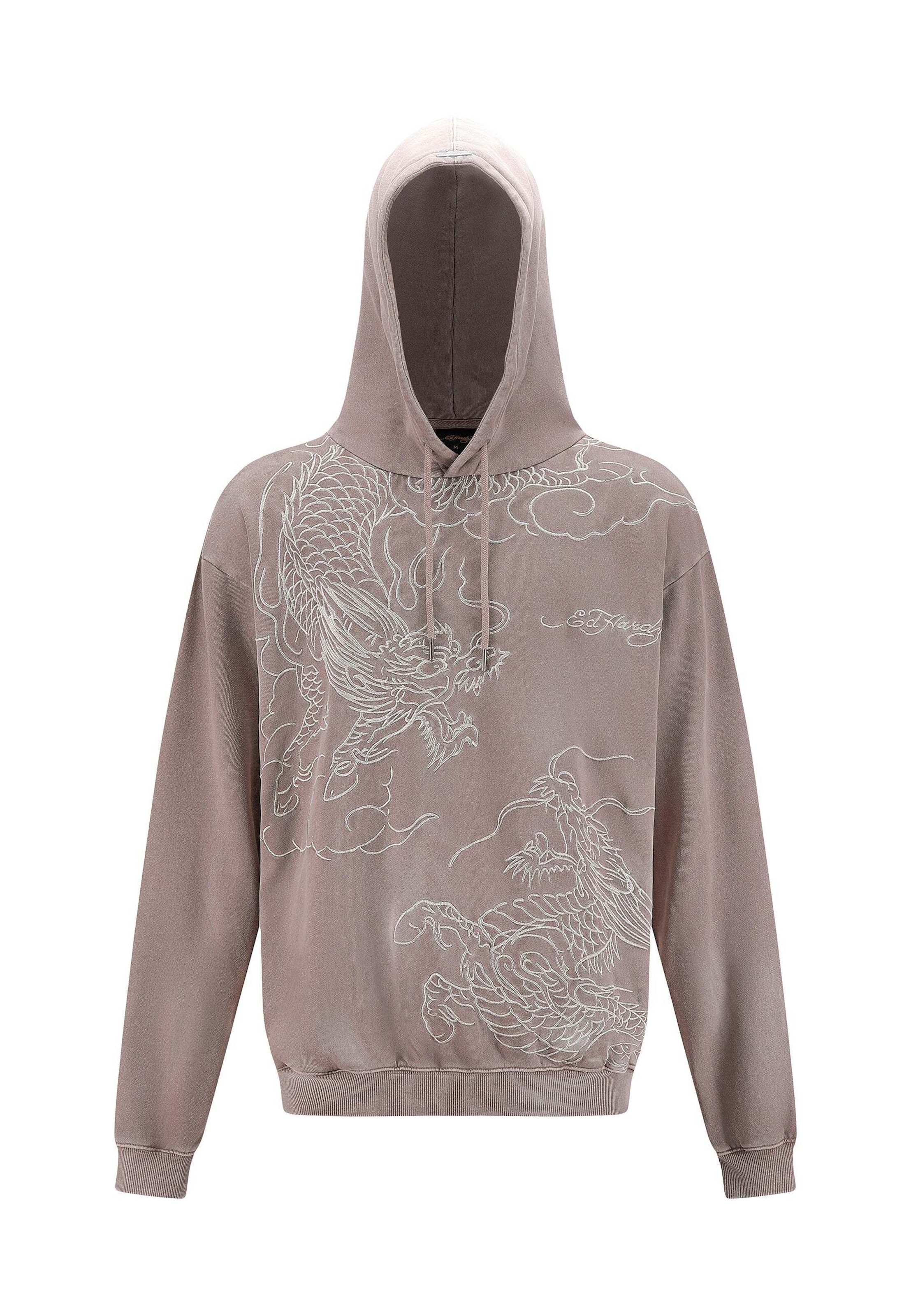 Ed Hardy Sweatshirt 'Battle Dragon' i grå: framsida