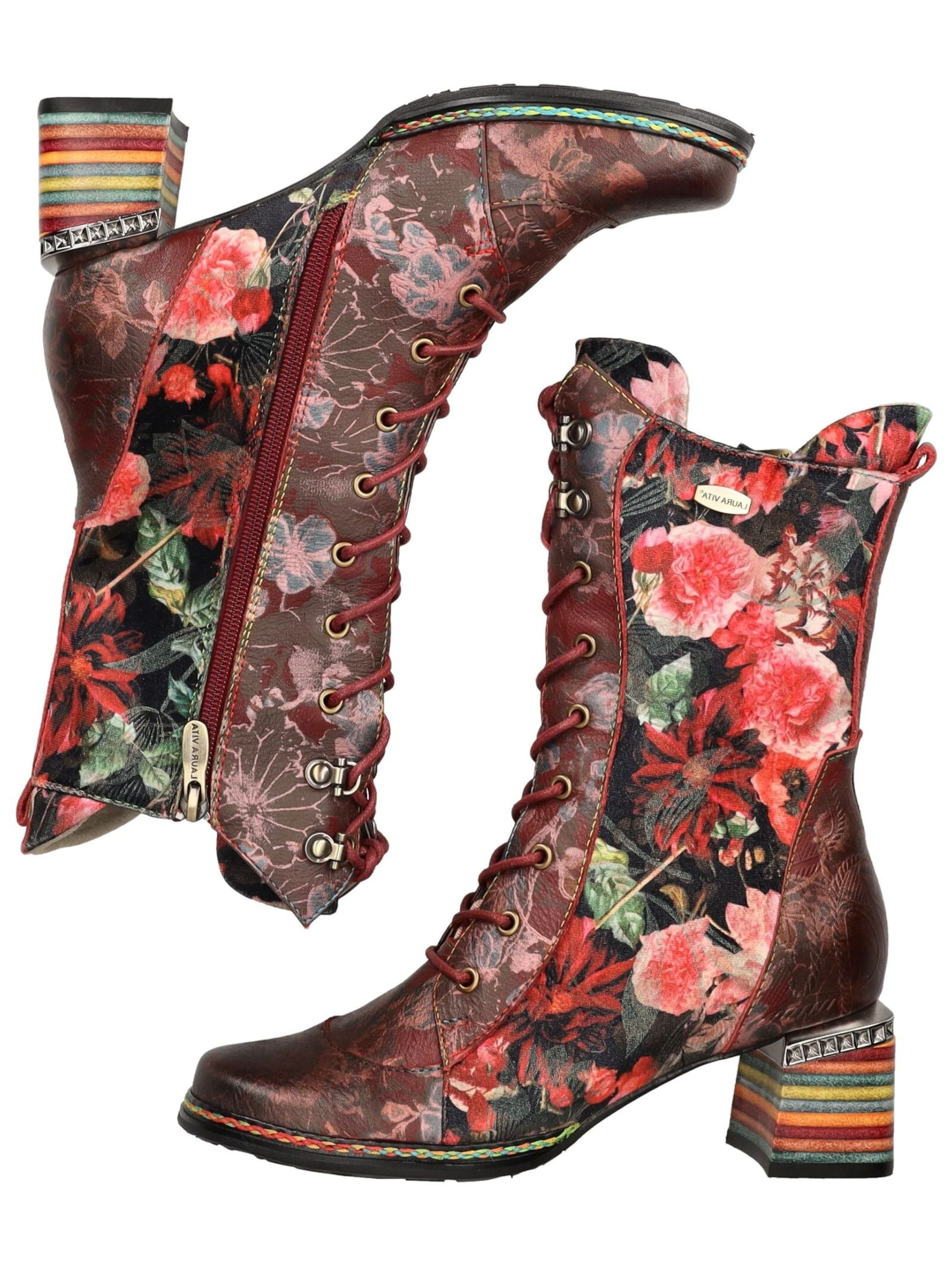 Bottines à lacets Laura Vita en rouge