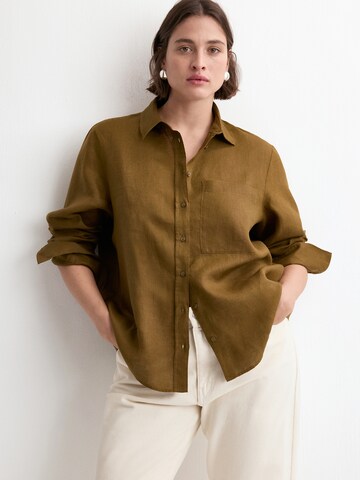 MANGO Blus 'LINO' i grön: framsida