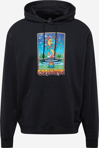 CONVERSE Sweatshirt 'DAY NIGHT CAMPFIRE' in Zwart: voorkant