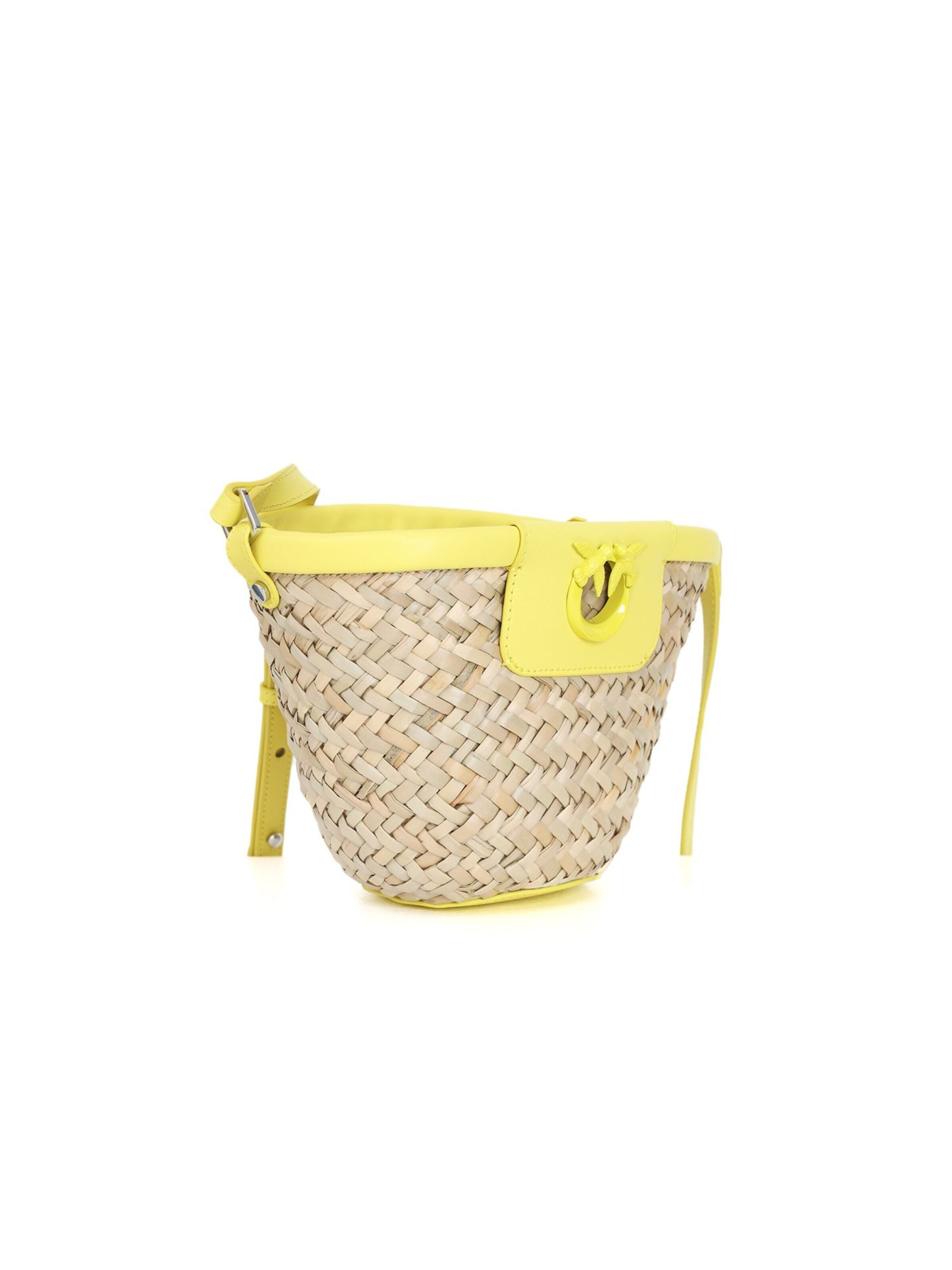 Sacs à main 'Love Summer Bucket Rafia + Vitello Seta' PINKO en beige