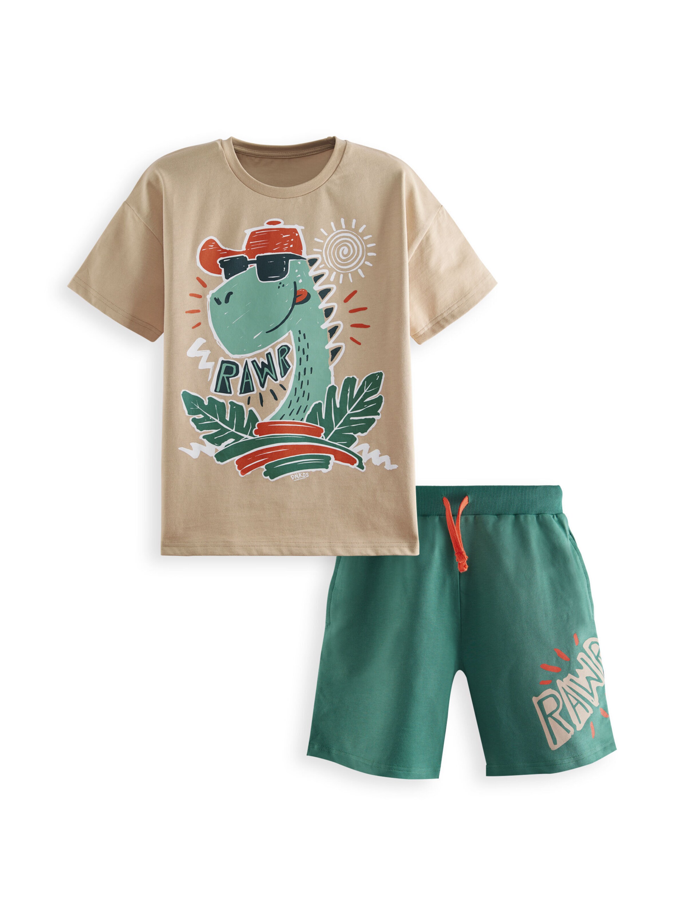 Denokids Set 'Summer Dino' in Beige: Vorderseite