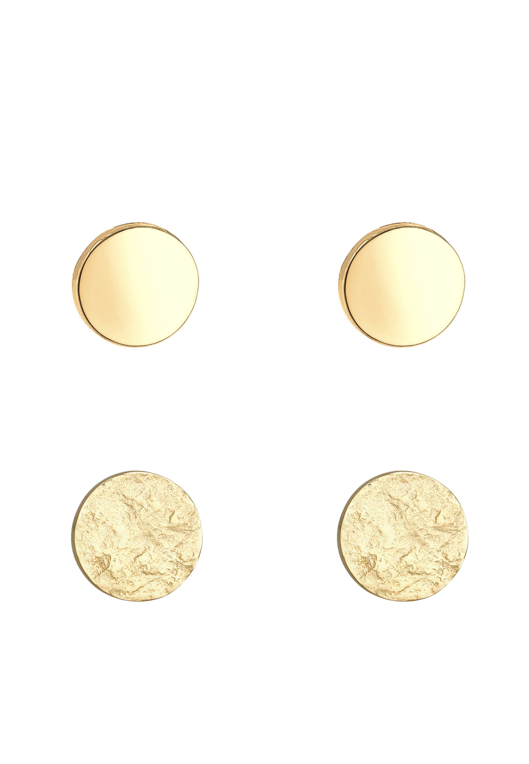 ELLI Ohrringe Basic Ohrstecker, Geo, Kreis, Textured in Gold: Vorderseite