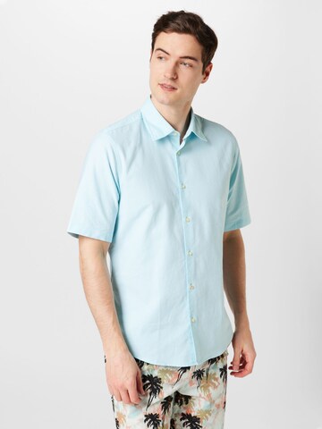 BOSS Orange Regular fit Button Up Shirt 'Rash' in Blue: front