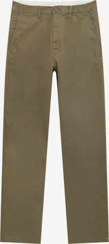 Pull&Bear Regular Trousers in Green: front