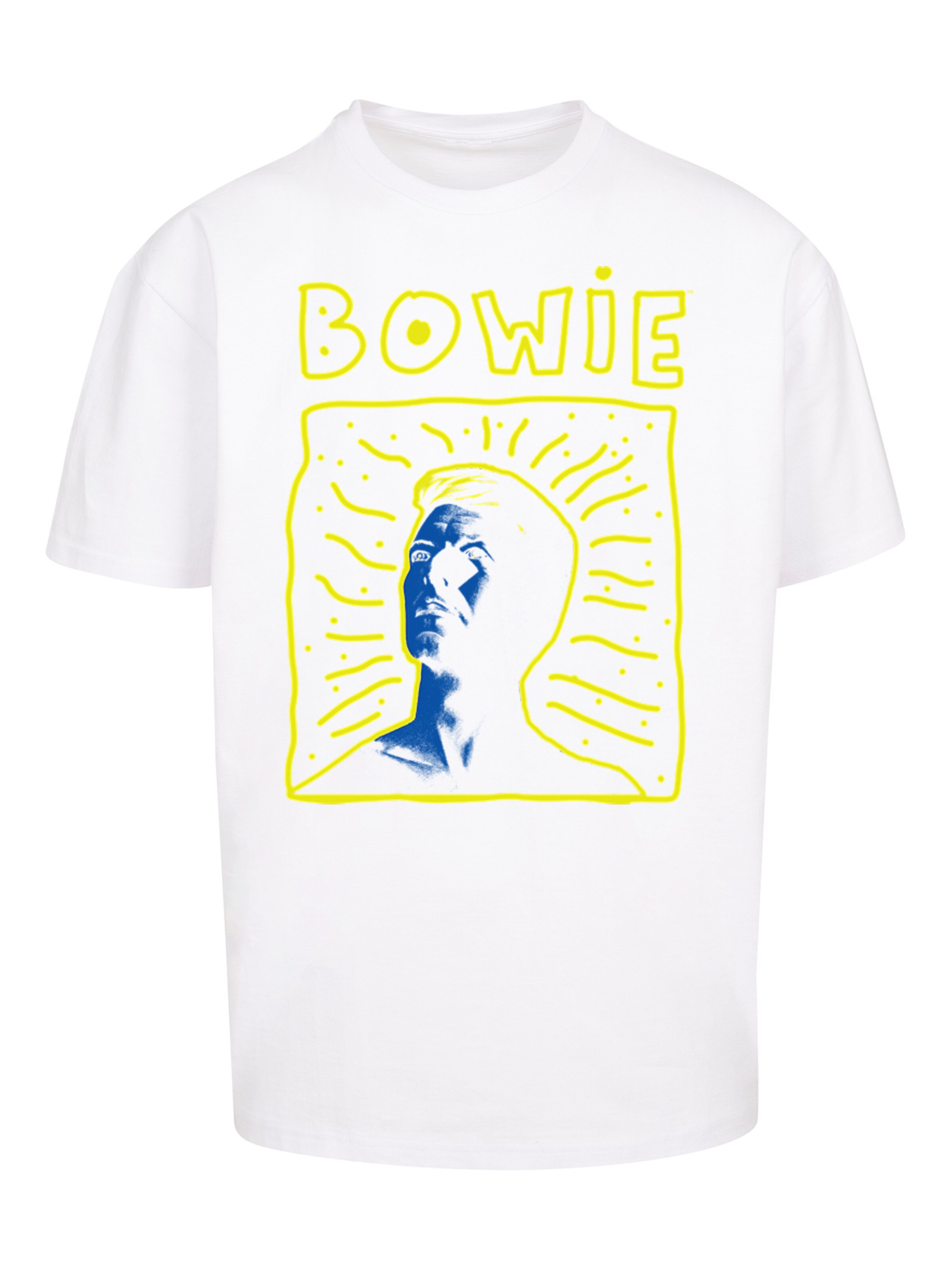 F4NT4STIC Shirt 'David Bowie Rock Music Band 90s' in Wit: voorkant