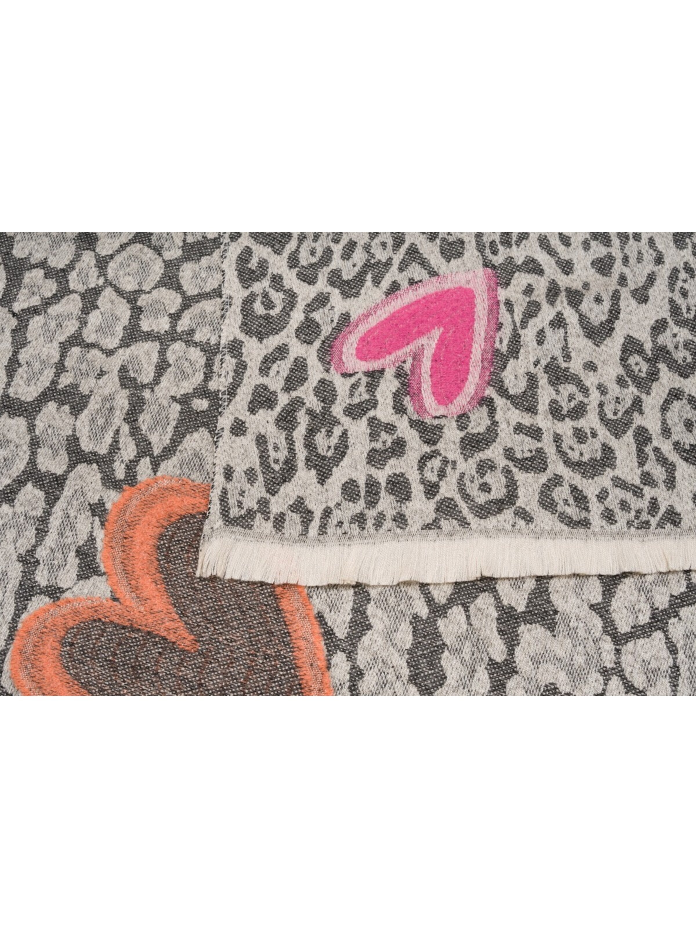 styleBREAKER Schal 'Schal mit Leoparden Herz Muster'‌‌‌‌‌‌ in Schwarz