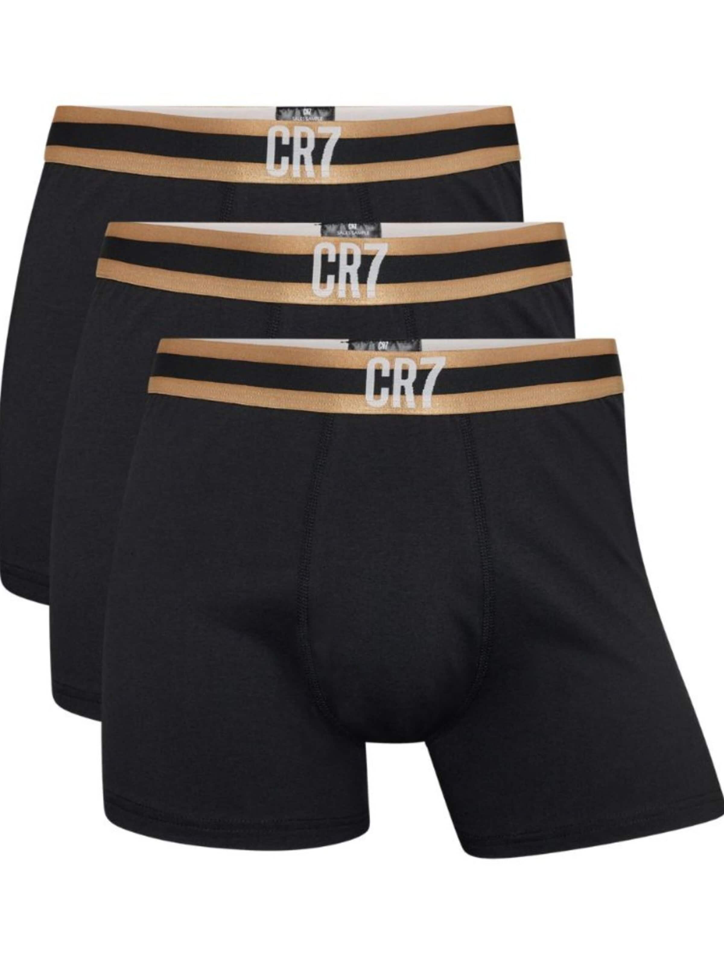 CR7 - Calzoncillo boxer 'Boxers CR7 UNDERWEAR Homem em Algodão Orgânico PACK de 3 unidades, sortidos, Elástico CR7 em dourado' en negro: frente