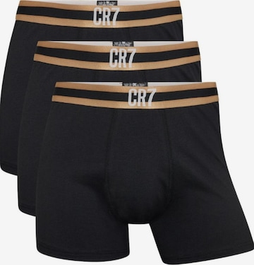 CR7 - Boxers 'Boxers CR7 UNDERWEAR Homem em Algodão Orgânico PACK de 3 unidades, sortidos, Elástico CR7 em dourado' em preto: frente