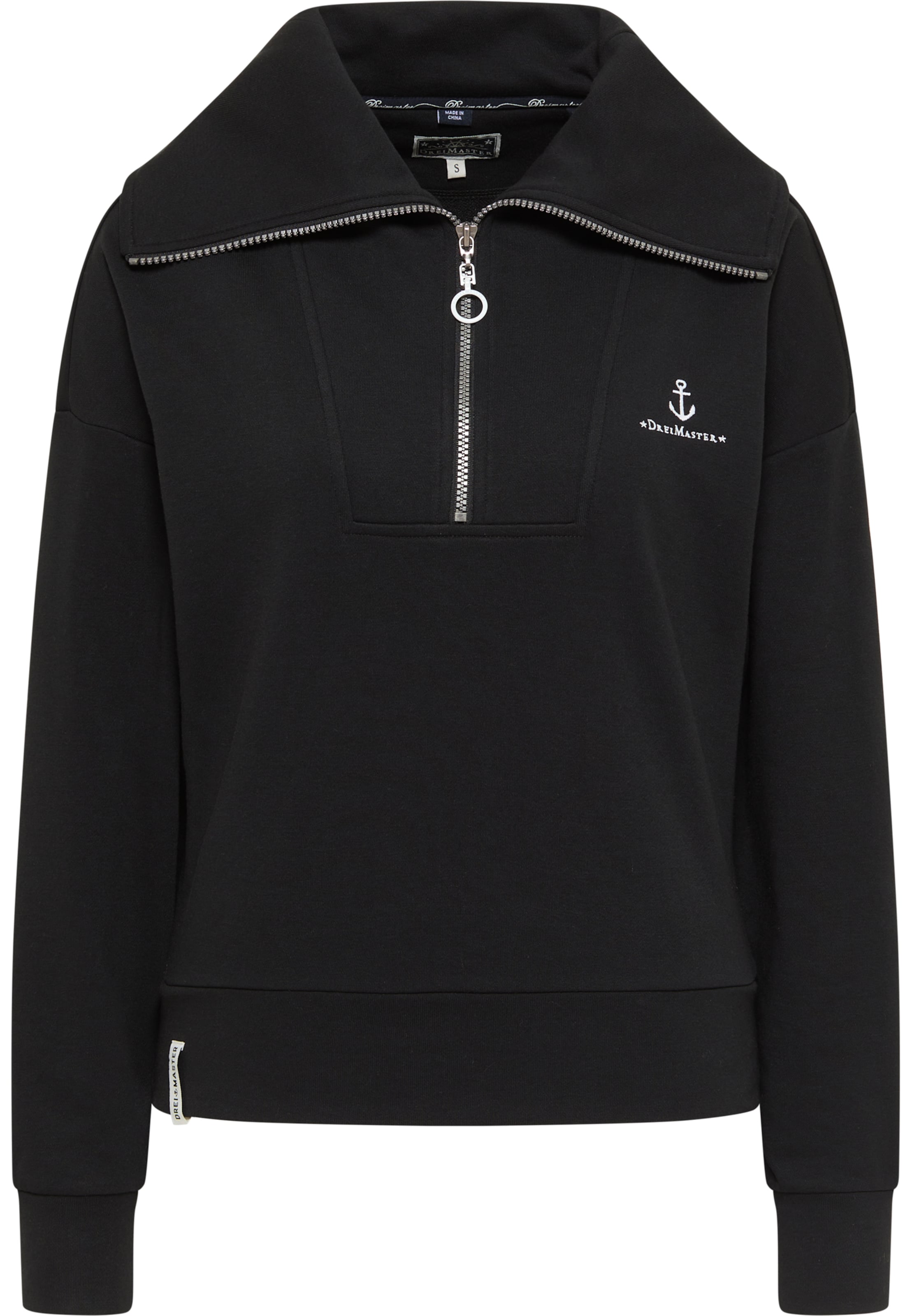 DreiMaster Maritim Mikina 'Bridgeport' - Čierna: predná strana