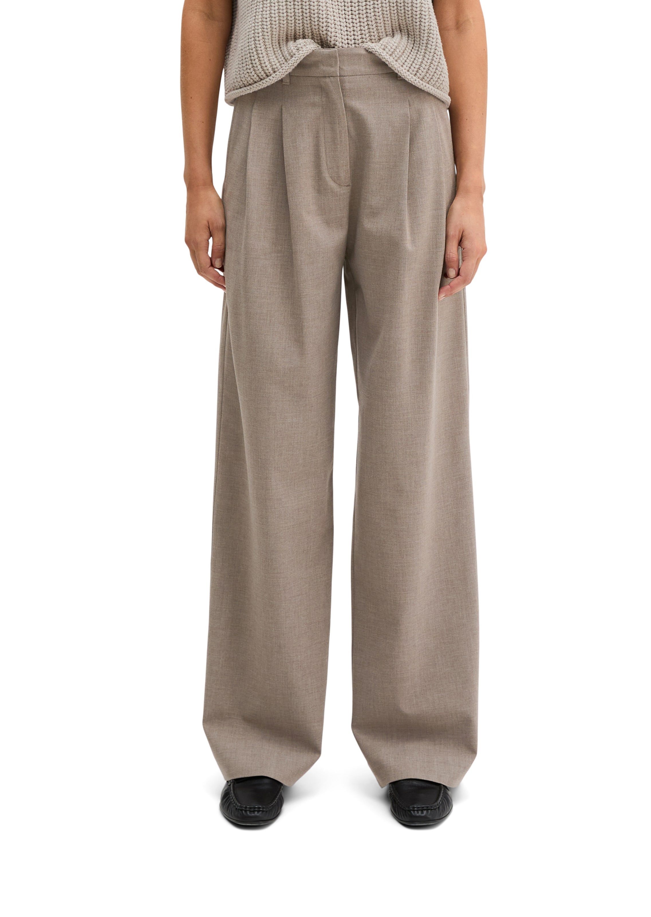 Marc O'Polo Wide Leg Hose in Braun: Vorderseite