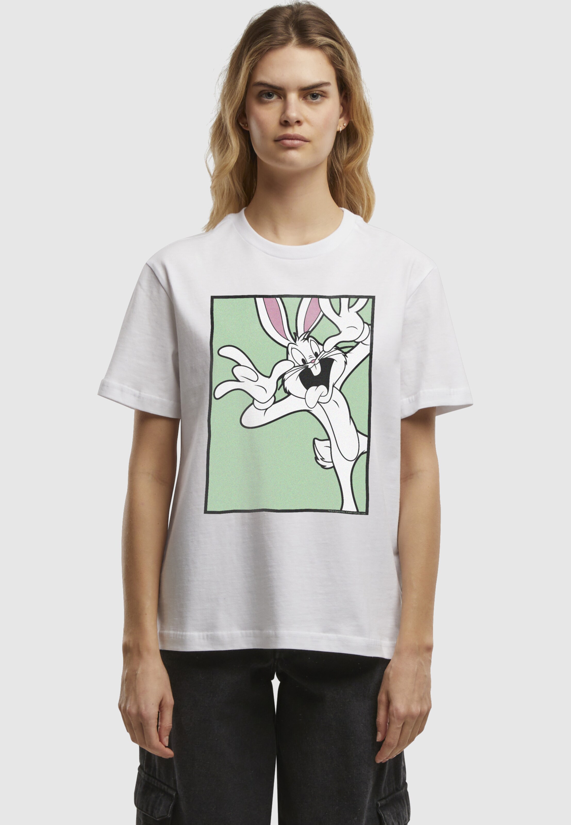 Merchcode Shirt 'Looney Tunes Bugs Bunny Funny Face' in White