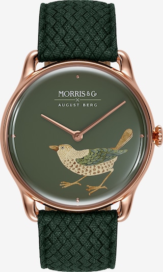 August Berg Montre à affichage analogique en beige clair / or rose / olive / sapin, Vue avec produit