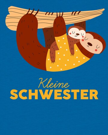 T-Shirt 'Faultier Kleine Schwester' watabout.kids en bleu