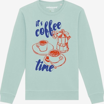 Watapparel Sweatshirt 'Its Coffee Time' in Blau: Vorderseite